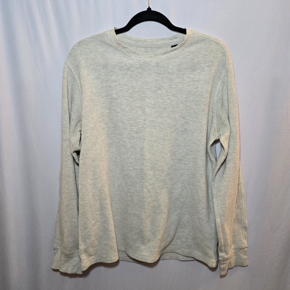 All Saints Oatmeal Waffle Knit Textured Long Sleeve Shirt, sz S